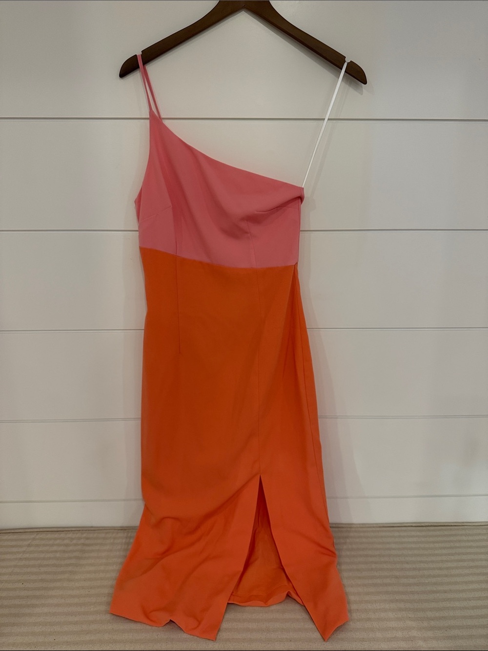 Petal & Pup One-Shoulder Pink and Orange Midi Dress